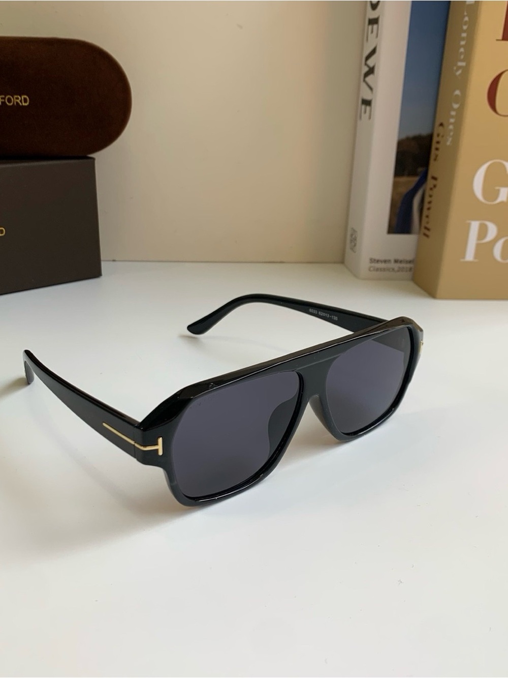 Tom Ford Black Sunglasses with Gold 'T' Accent